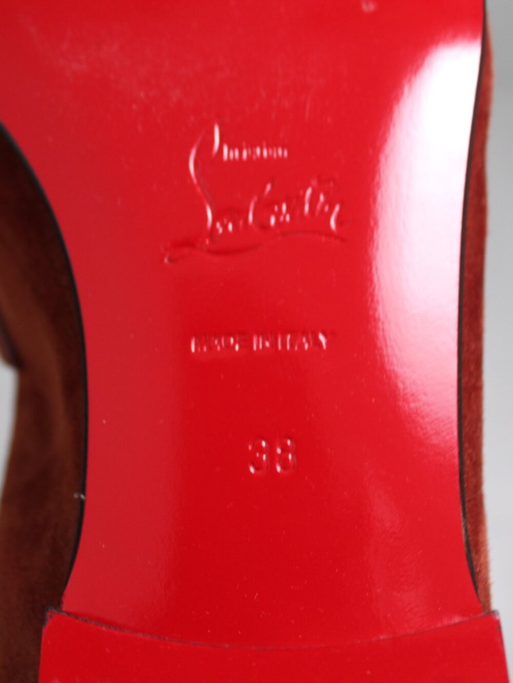 NWOB Christian Louboutin Mocallista Penny Loafers Suede Rust Brown Flats 38 - Picture 7 of 9